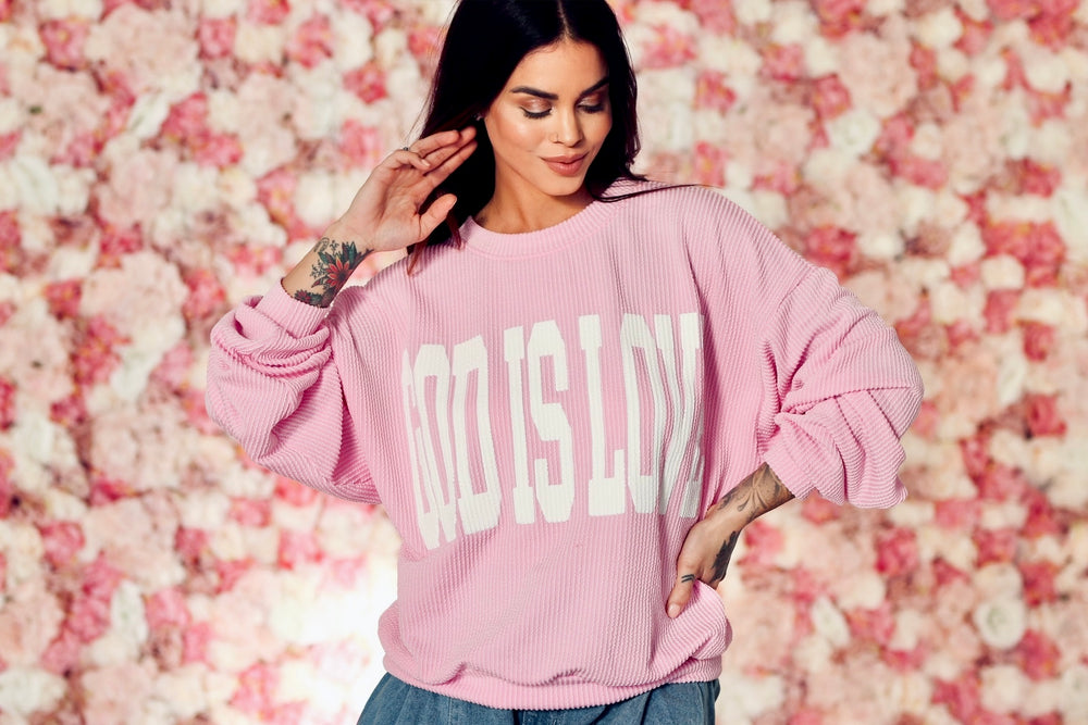 God Is Love Oversized Ribbed Pullover